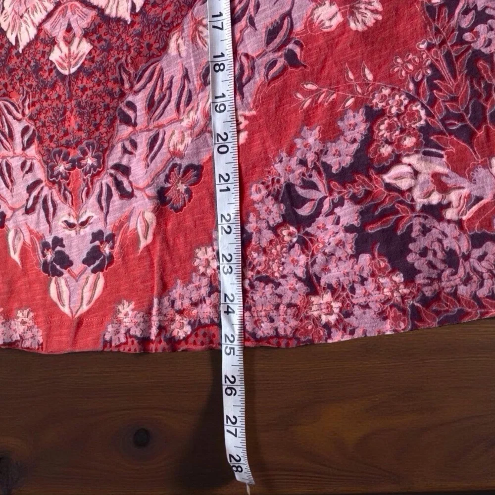 Free People Boho Floral Puffed Sleeve Top Red XS - EUC